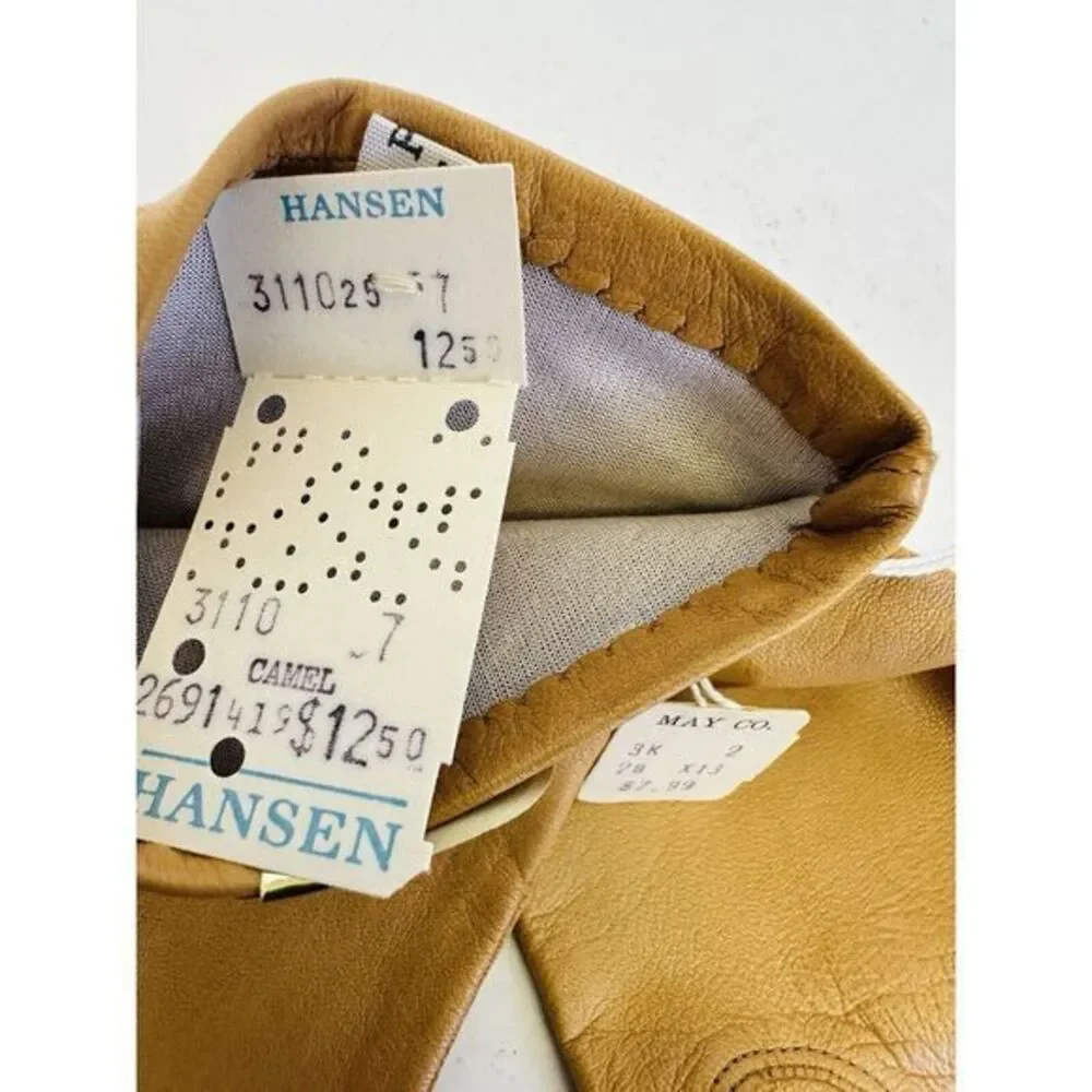 Vintage Cabraro By Hansen Silk‎ Camel Gloves Size 7 NOS With Tags May Co. 1970